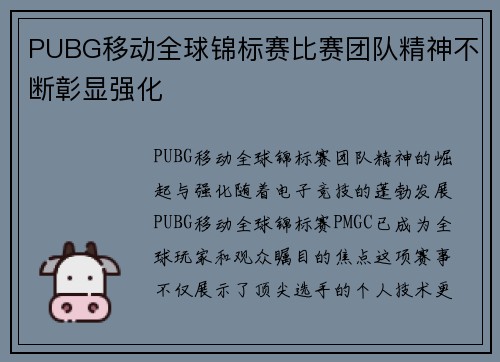 PUBG移动全球锦标赛比赛团队精神不断彰显强化