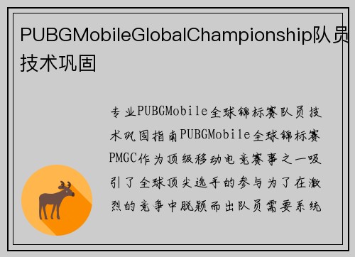 PUBGMobileGlobalChampionship队员技术巩固